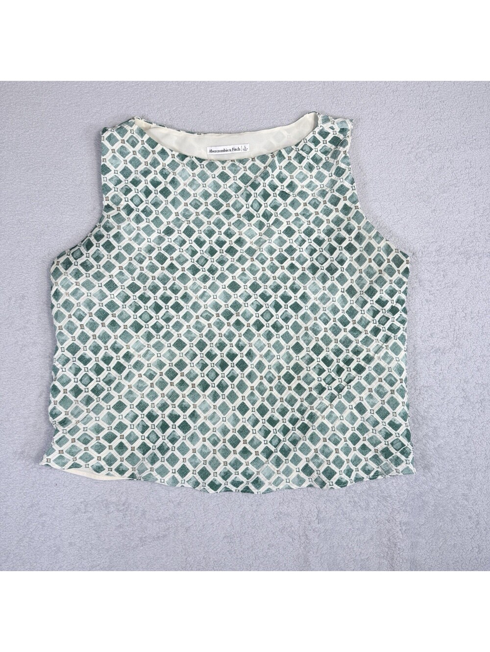 Abercrombie & Fitch Green White Geometric Sleeveless Shell Top Women’s Large